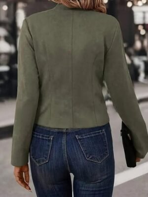 Fashion Regular Fit Solid Colour Long Sleeve Outdoor Blazer - Image 6