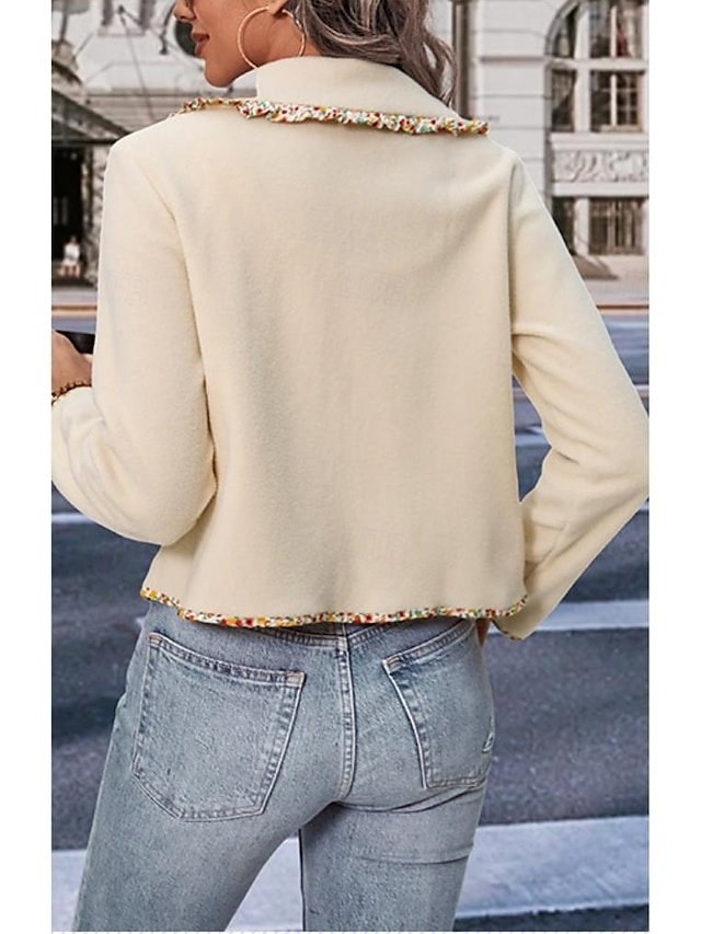 Fashion Regular Fit Solid Patchwork Long Sleeve Jacket - Image 2