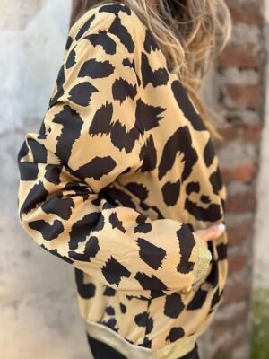 Fashion Regular Leopard Stand Collar Long Sleeve Jacket - Image 4