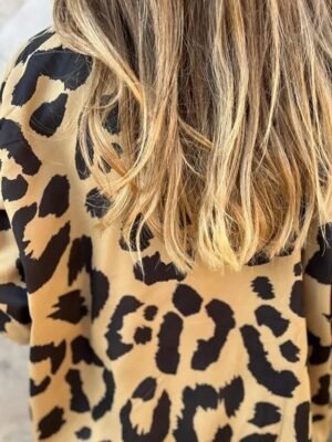 Fashion Regular Leopard Stand Collar Long Sleeve Jacket - Image 5