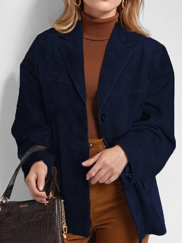 Fashion Regular Plain Turndown Collar Long Sleeve Coat - Image 2