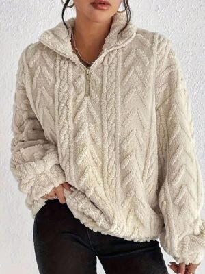 Fashion Regular Solid Hooded Long Sleeve Knit Sweater - Image 2