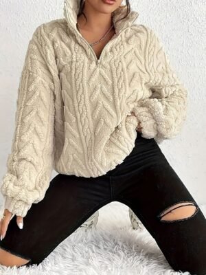Fashion Regular Solid Hooded Long Sleeve Knit Sweater - Image 3
