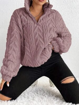 Fashion Regular Solid Hooded Long Sleeve Chunky Knit Sweater - Image 3