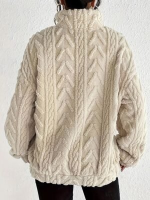 Fashion Regular Solid Hooded Long Sleeve Knit Sweater - Image 4