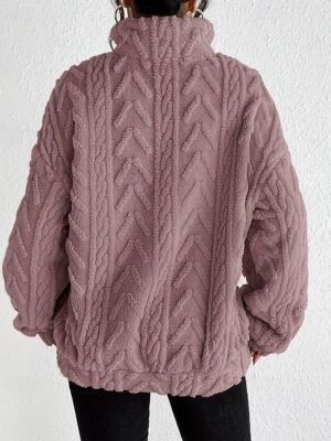 Fashion Regular Solid Hooded Long Sleeve Chunky Knit Sweater - Image 4