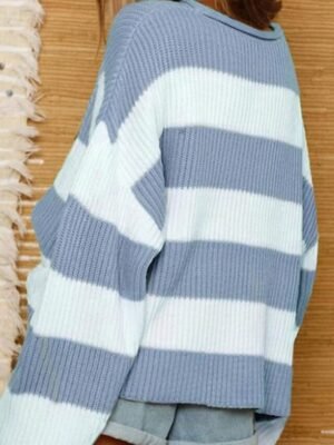 Fashion Regular Striped Crew Neck Long Sleeve Sweater - Image 13