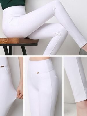 Fashion Skinny High Waist Solid Full Length Leggings - Image 2