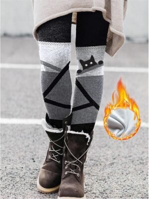 Fashion Slim Gradient Cat Zebra Mid Waist Full Length Leggings - Image 4