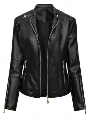 Fashion Slim Plain Turndown Long Sleeve Short Jacket - Image 1