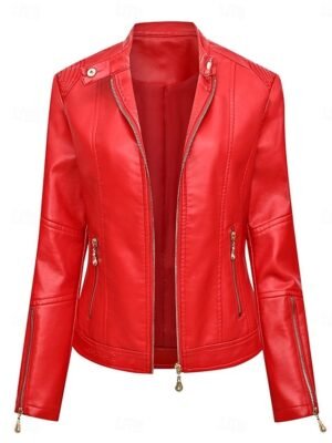 Fashion Slim Plain Turndown Long Sleeve Short Jacket - Image 4