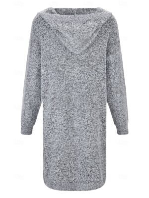 Fashion Streetwear Solid Open Front Knitted Long Sleeve Long Cardigan - Image 3