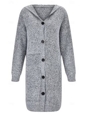 Fashion Streetwear Solid Open Front Knitted Long Sleeve Long Cardigan - Image 6