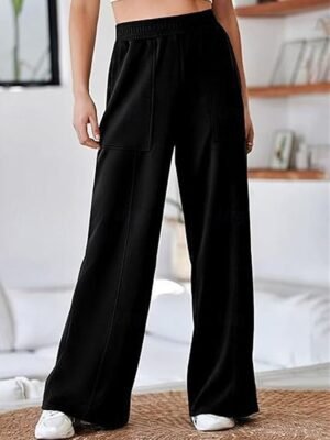 Fashion Streetwear Wide Leg Elastic Waist Full Length Sweatpants - Image 1