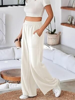 Fashion Streetwear Wide Leg Elastic Waist Full Length Sweatpants - Image 10