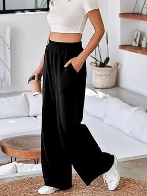 Fashion Streetwear Wide Leg Elastic Waist Full Length Sweatpants - Image 2
