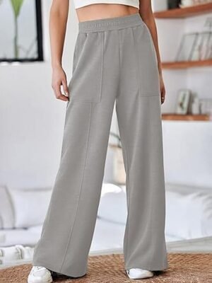 Fashion Streetwear Wide Leg Elastic Waist Full Length Sweatpants - Image 4