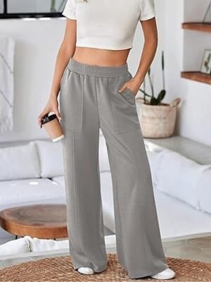 Fashion Streetwear Wide Leg Elastic Waist Full Length Sweatpants - Image 5