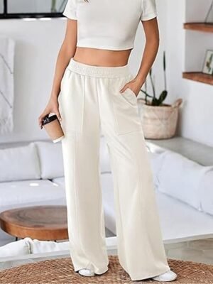 Fashion Streetwear Wide Leg Elastic Waist Full Length Sweatpants - Image 9
