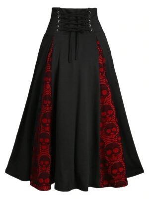 Fashion Swing Lace Patchwork Midi Skirt - Image 3