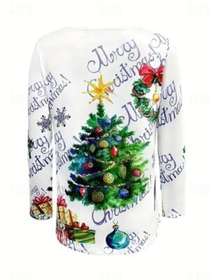 Festive Loose Kitten Graphic Crew Neck Long Sleeve Winter Top - Image 9