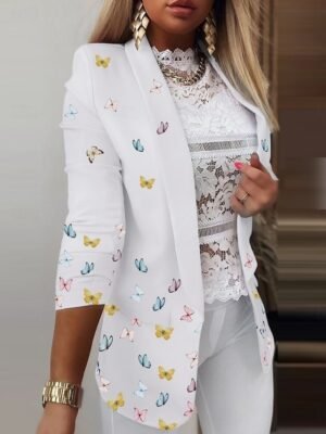 Formal Regular Fit Floral Turndown Long Sleeve Blazer - Image 4