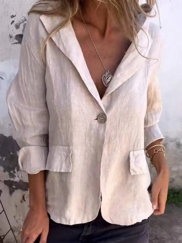 Formal Regular Fit Plain Turndown Long Sleeve Blazer - Image 1