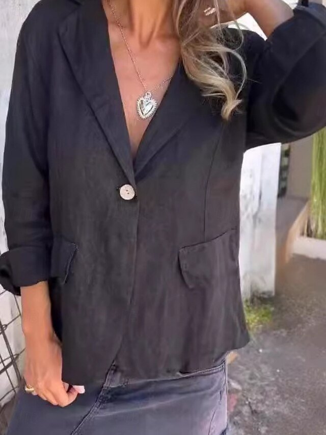 Formal Regular Fit Plain Turndown Long Sleeve Blazer - Image 2