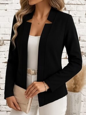 Formal Slim Fit Solid Peaked Lapel Long Sleeve Blazer - Image 2
