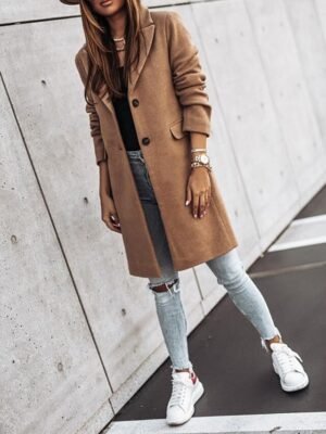 Formal Stylish Long Sleeve Stand Collar Trench Coat - Image 11