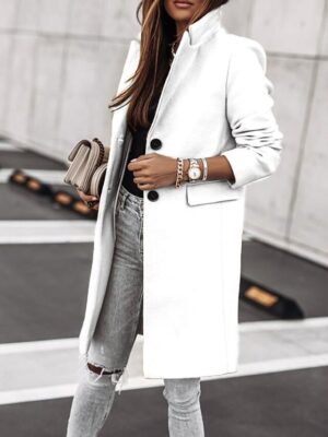 Formal Stylish Long Sleeve Stand Collar Trench Coat - Image 7