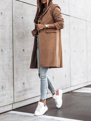 Formal Stylish Long Sleeve Stand Collar Trench Coat - Image 9