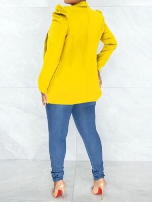 Formal Tailored Solid Notched Long Sleeve Blazer - Image 10