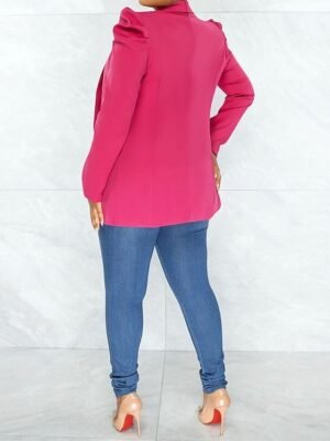 Formal Tailored Solid Notched Long Sleeve Blazer - Image 5