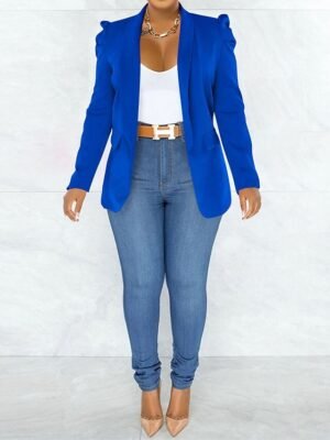 Formal Tailored Solid Notched Long Sleeve Blazer - Image 6