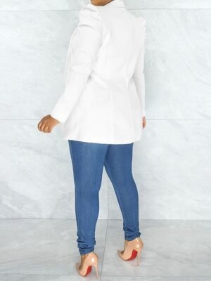 Formal Tailored Solid Notched Long Sleeve Blazer - Image 8