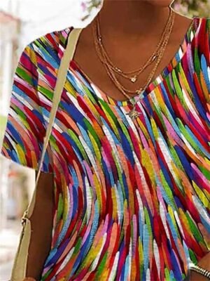 Graphic Regular V Neck Short Sleeve T Shirt - Image 2