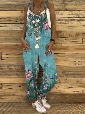 Holiday Regular Fit Floral U Neck Sleeveless Jumpsuit - Image 1