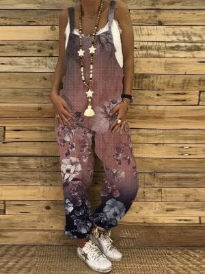 Holiday Regular Fit Floral U Neck Sleeveless Jumpsuit - Image 3