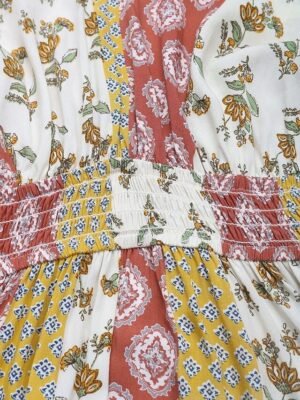 Holiday Regular Fit Floral V Neck 3/4 Sleeve High Waist Jumpsuit - Image 3