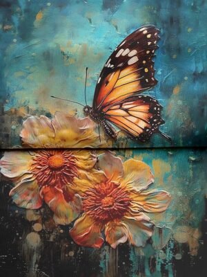 Holiday Regular Floral Butterfly Print Round Neck Short Sleeve Top - Image 3