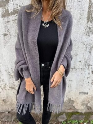 Modern Casual Plain Collarless Long Sleeve Coat - Image 1