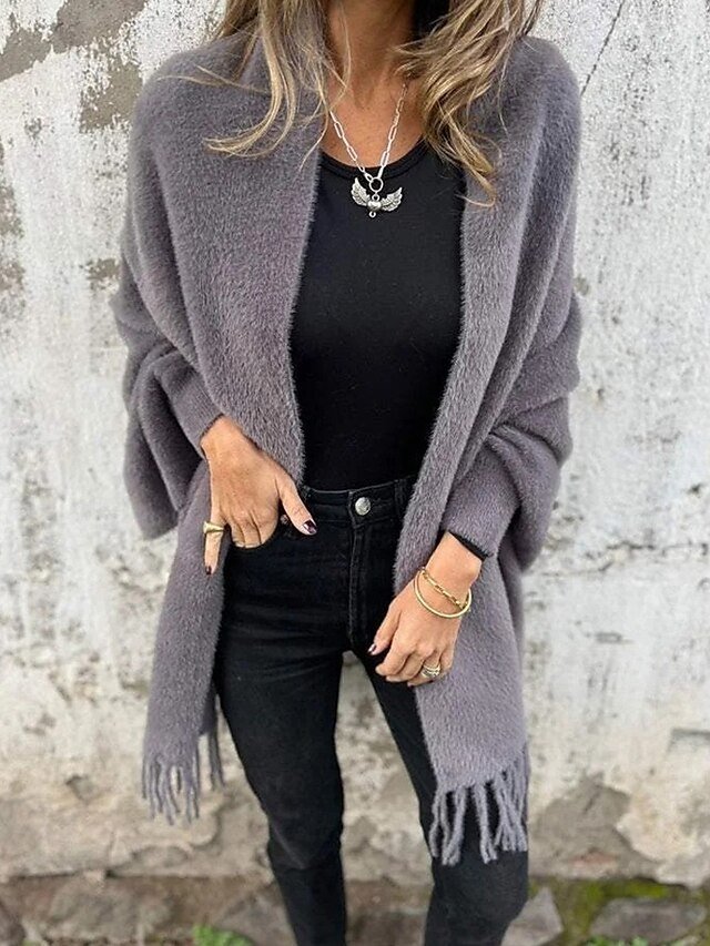 Modern Casual Plain Collarless Long Sleeve Coat - Image 2