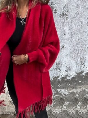 Modern Casual Plain Collarless Long Sleeve Coat - Image 3