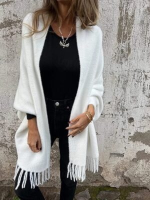Modern Casual Plain Collarless Long Sleeve Coat - Image 5