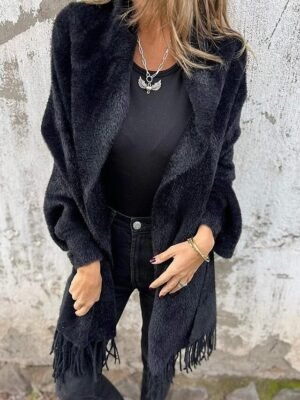 Modern Casual Plain Collarless Long Sleeve Coat - Image 7