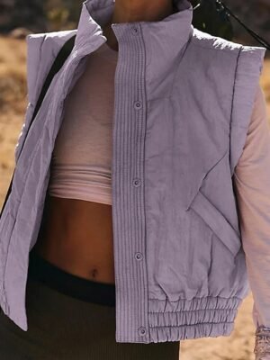 Modern Casual Plain Turtleneck Sleeveless Regular Blouse - Image 2
