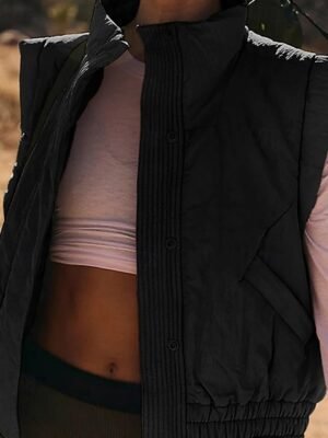 Modern Casual Plain Turtleneck Sleeveless Regular Blouse - Image 4