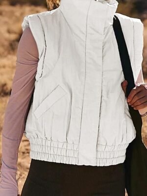 Modern Casual Plain Turtleneck Sleeveless Regular Blouse - Image 8