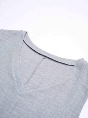 Modern Loose Fit Plain V Neck Sleeveless Maxi Dress - Image 6